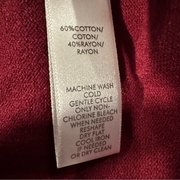 LOFT Burgundy Mock Neck Bishop Sleeve knit Bodycon Dress Size Small - Picture 9 of 9